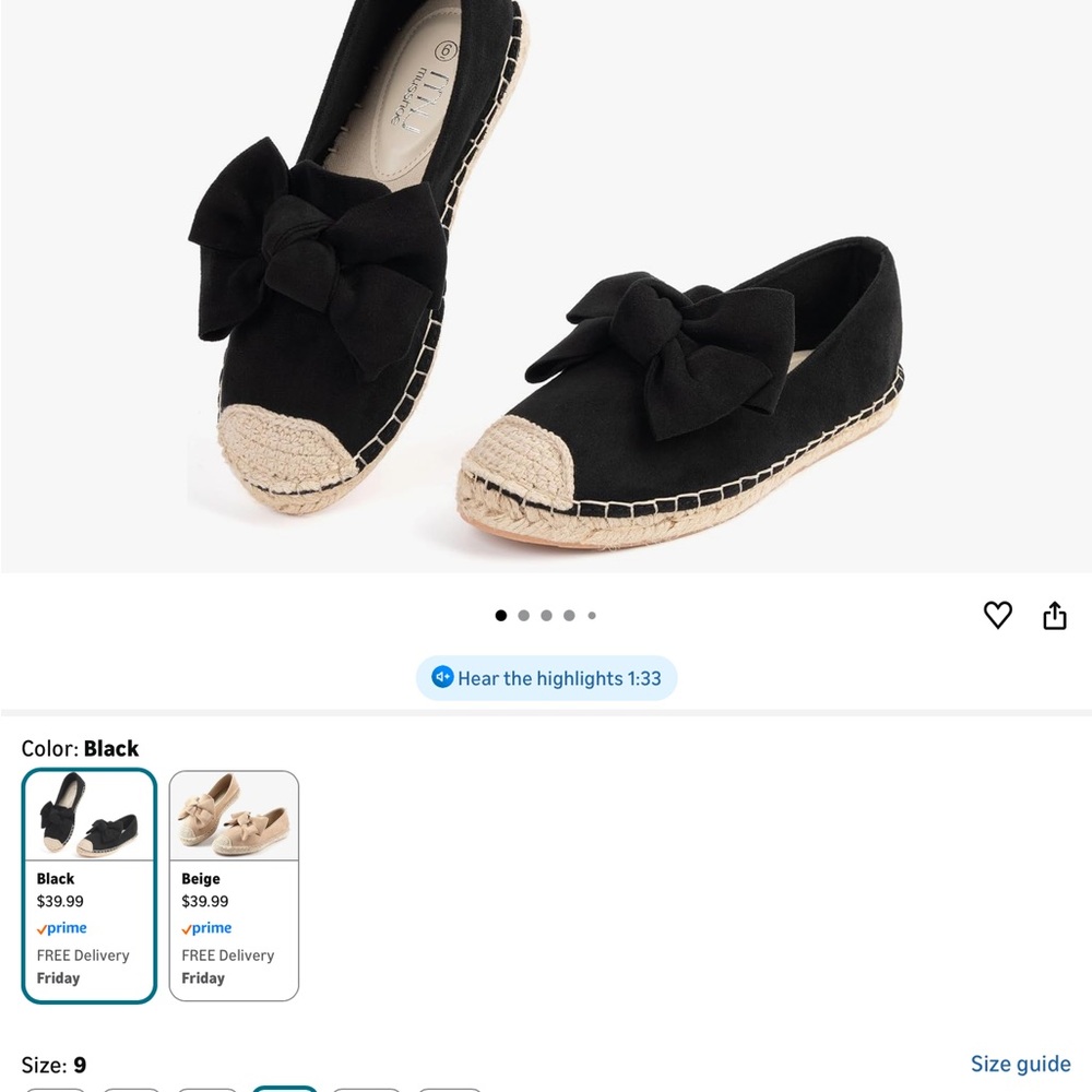 Musshoe Black Women’s Slippers with Bow espadrilles